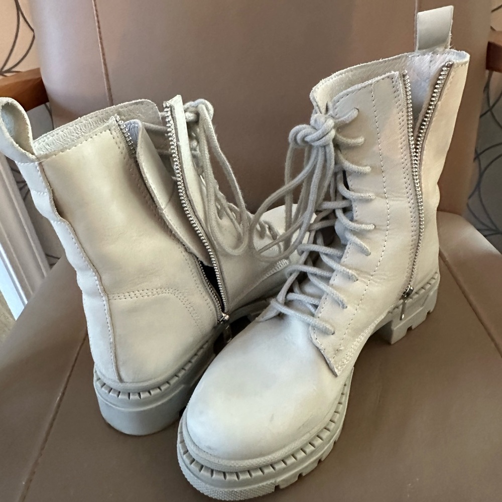 Steve Madden Cream Combat Boots